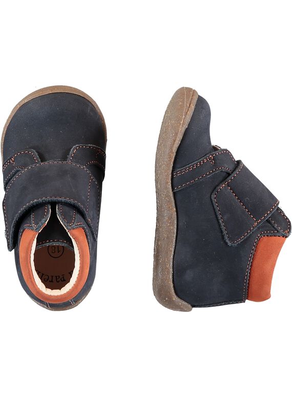Botas couro nobuck azul-marinho bebé menino GBGBOTIHER / 19WK38I4D0F070