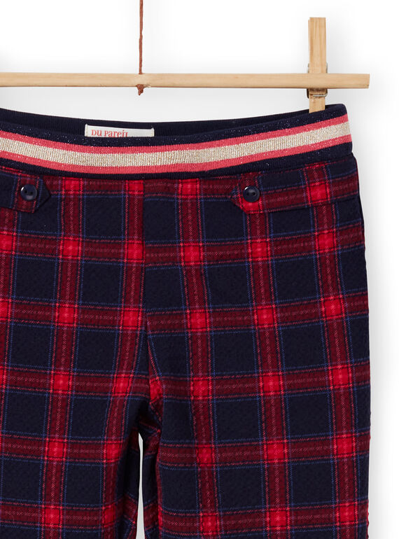 Calças milano azul-noite e vermelho com estampado tartã menina MAMIXPANT / 21W901J1PANC205