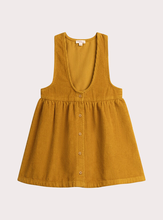 Vestido de mostarda sem mangas de veludo veludo para menina  VABAROB2 / 24W901Q1ROBB106