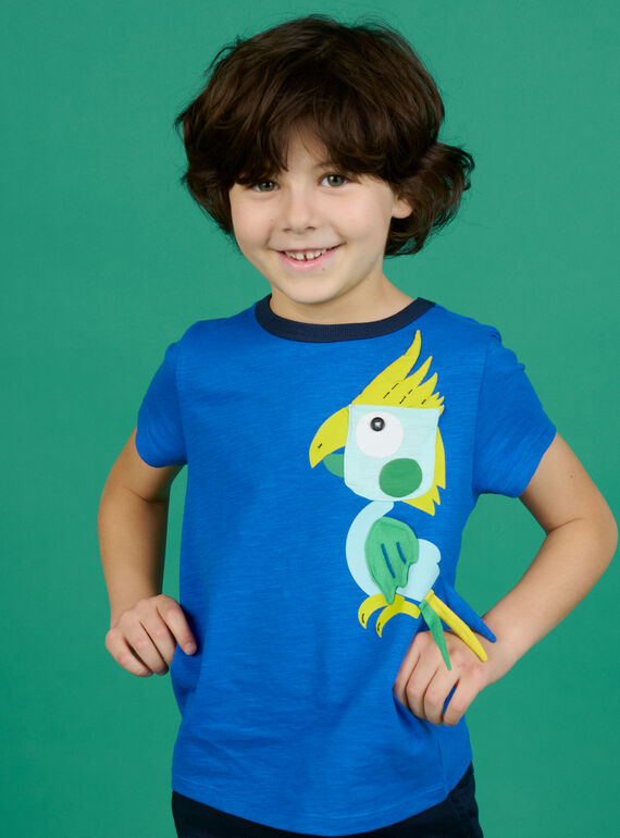 T-shirt azul-inglês com estampado de papagaio menino NOGATI3 / 22S902O1TMC702