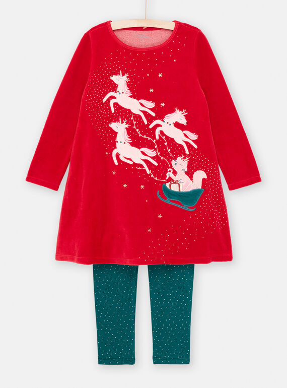 Robe de Natal vermelho e calças verde para menina SEFACHUNOE / 23WH11T1CHNF529