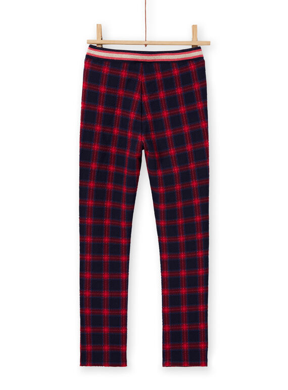 Calças milano azul-noite e vermelho com estampado tartã menina MAMIXPANT / 21W901J1PANC205