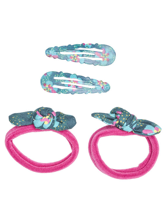 Conjunto de 2 elásticos com laços e padrão no elástico e conjunto de 2 ganchos com padrões GYATUCLIC2 / 19WI01O6BRTD320