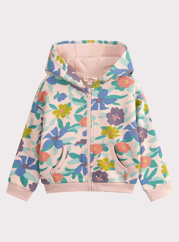 Camisola de fato de treino cor-de-rosa às flores para menina VAJOHAUJOG1 / 24W901G3JGHD329