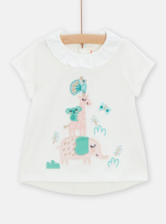 T-shirt cru com animação de animais bebé menina TICOBRA / 24SG09N1BRA001