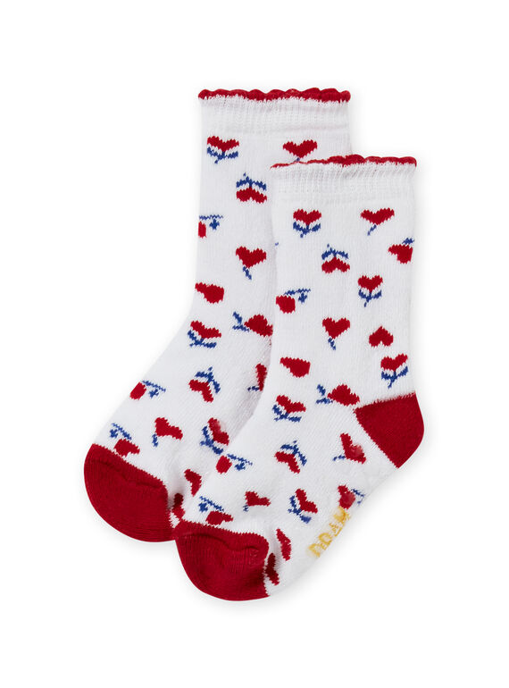 Meias cru e vermelho com estampado coração bebé menina MYIMIXSOQB / 21WI09J1SOQ001