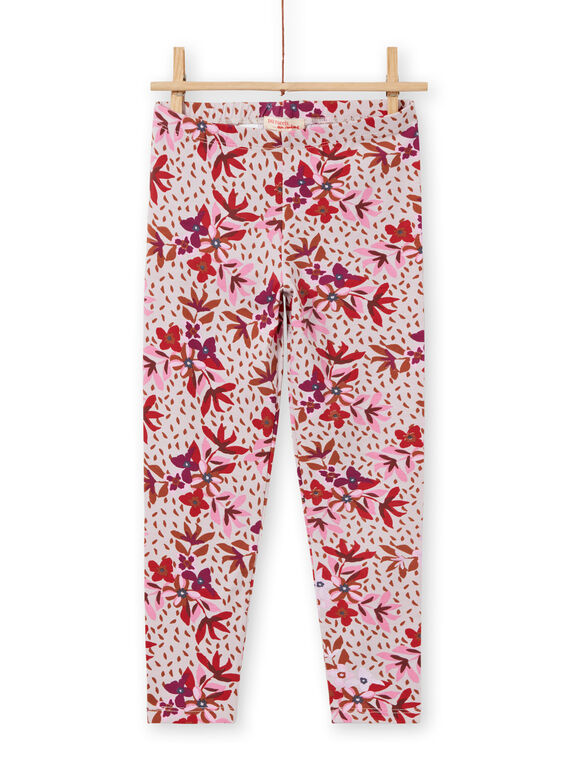 Leggings rosa com estampado florido menina MYACOMLEG / 21WI01L1CALD329
