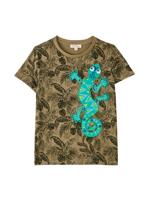 T-shirt menino mangas curtas caqui estampado tropical JOSAUTI2 / 20S902Q5TMC628