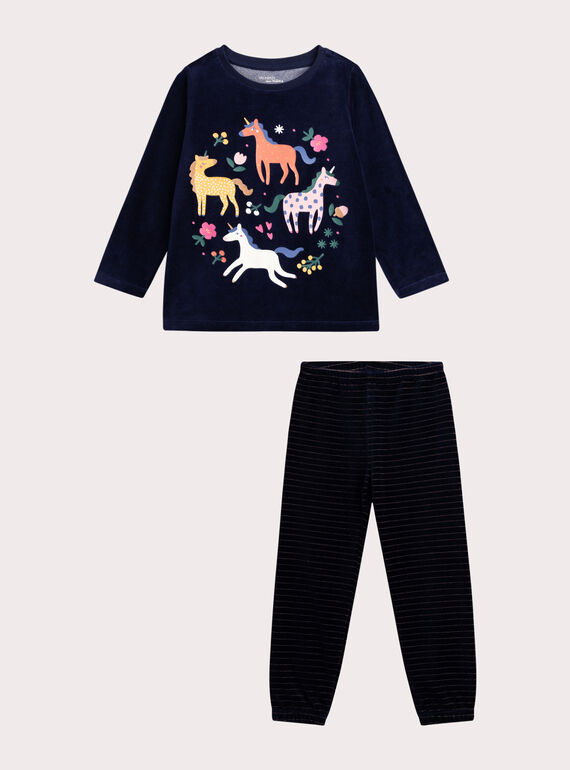 Pijama de veludo que brilha no escuro para menina  VEFAPYJBLE / 24WH1194PYJ070