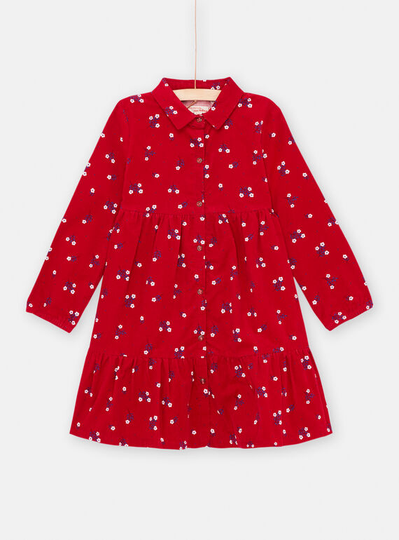 Vestido-camisa vermelho com estampado florido menina SAFOROB3 / 23W901K3ROBF504