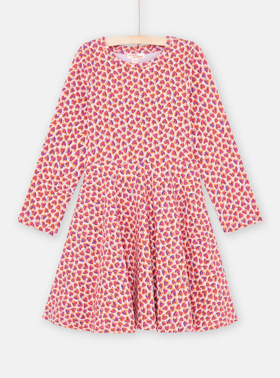Vestido malva e rosa com estampado de coração menina SAJOROB2 / 23W901G3ROB328