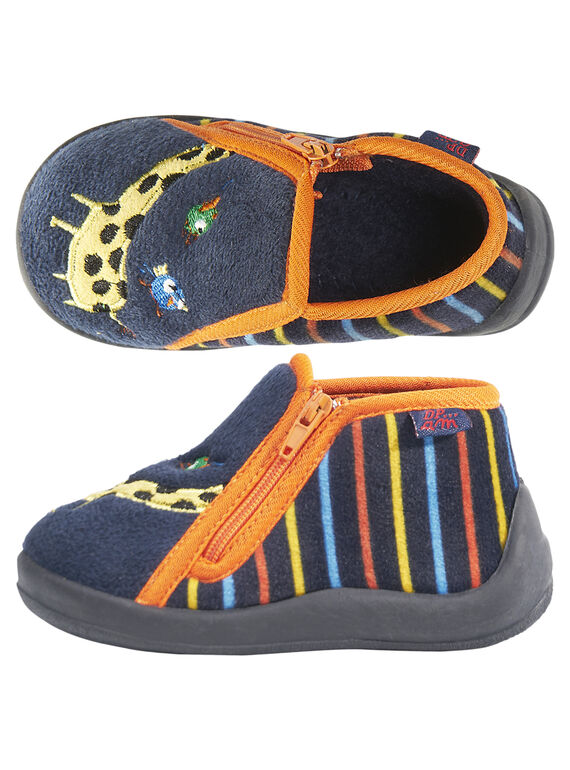 Chinelos veludo azul e riscas bebé menino GBGBOTGIR / 19WK38Z4D0A070