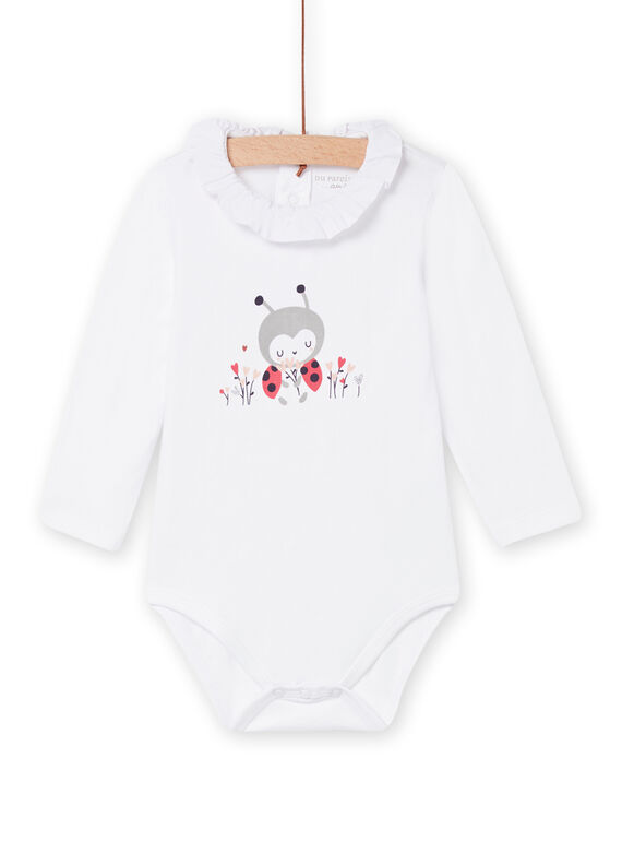 Body branco com padrão de joaninha e flores recém-nascido menina NOU1BOD4 / 22SF0341BOD000