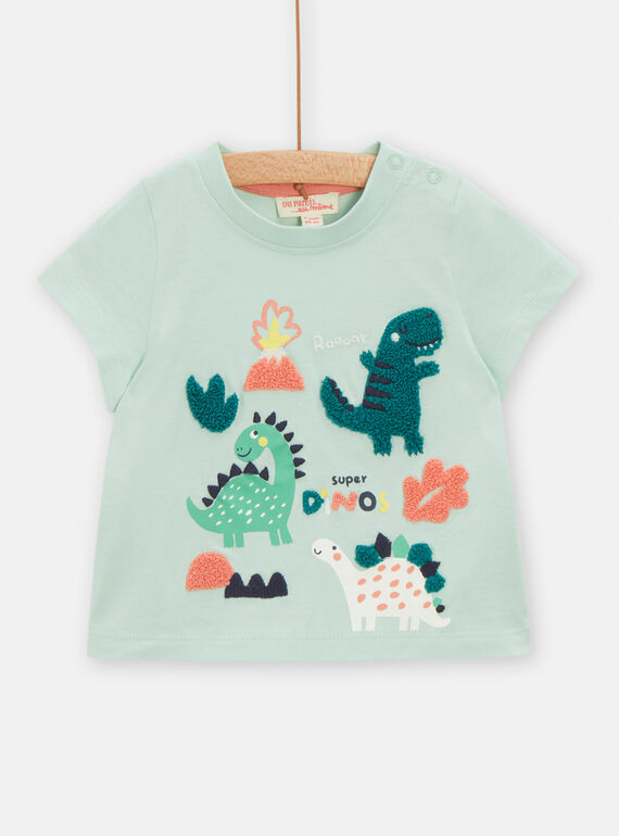 T-shirt opalina com animação de dinossauro bebé menino TUCOTEE3 / 24SG10N2TMCG622