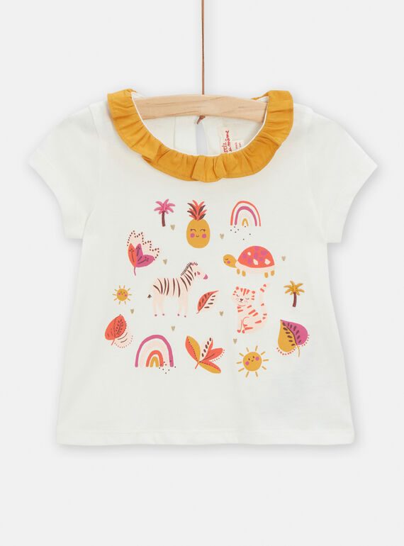 T-shirt cru com padrão decorativo bebé menina TILIBRA / 24SG09T1BRA001