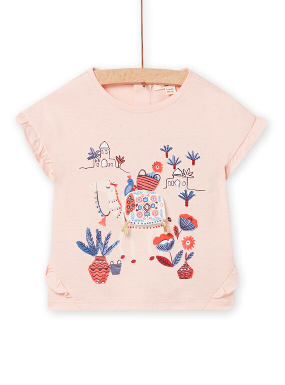 T-shirt rosa com estampado decorativo bebé menina NISANTI1 / 22SG09S2TMC307