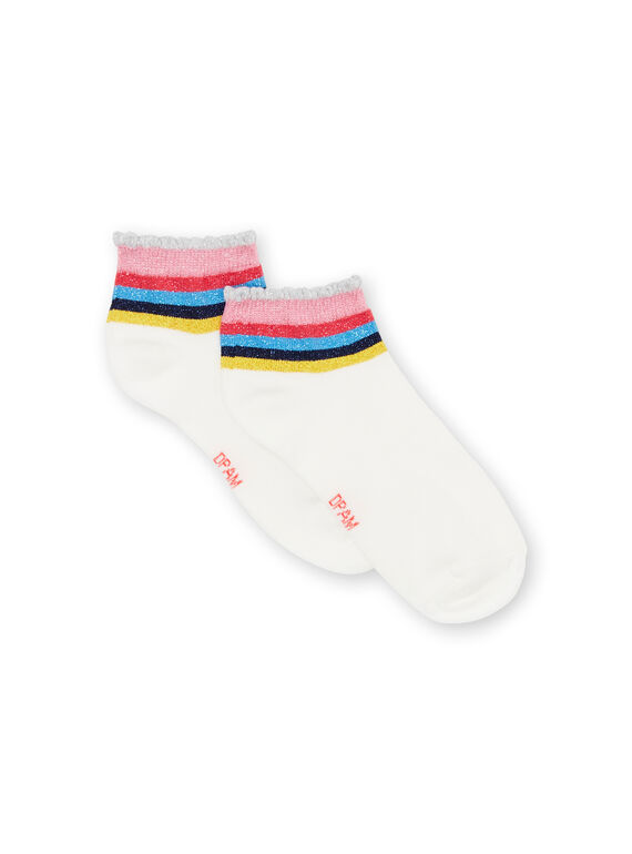 Meias curtas cru às riscas em Lurex® criança menina LYAHACHO / 21SI01X1SOQ001