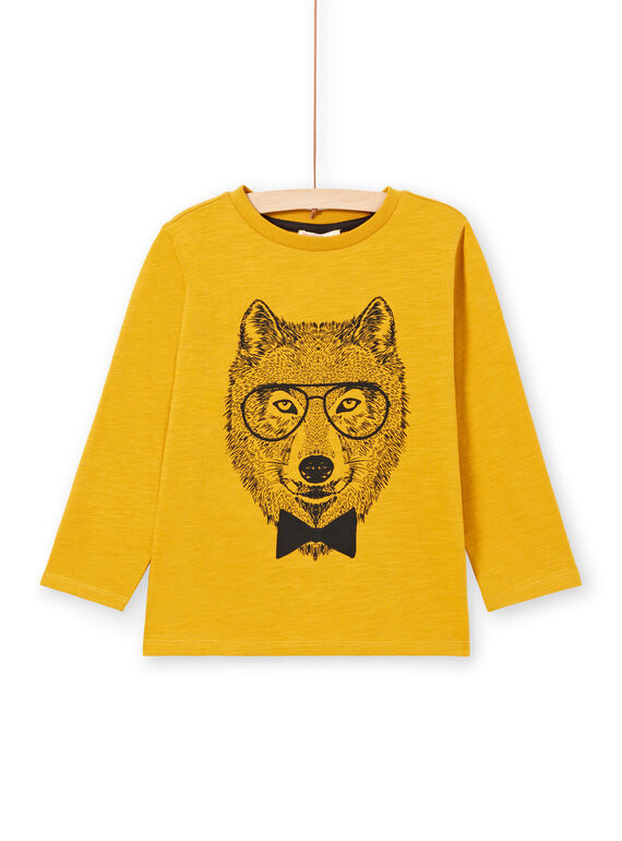 T-shirt de mangas compridas amarelo padrão lobo menino MOJOTEE6 / 21W902N3TML113