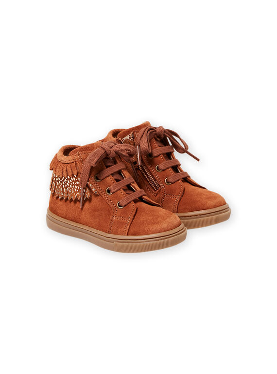 Sapatilhas camel com franjas bebé menina MIBASFRANGE / 21XK3751D3F804