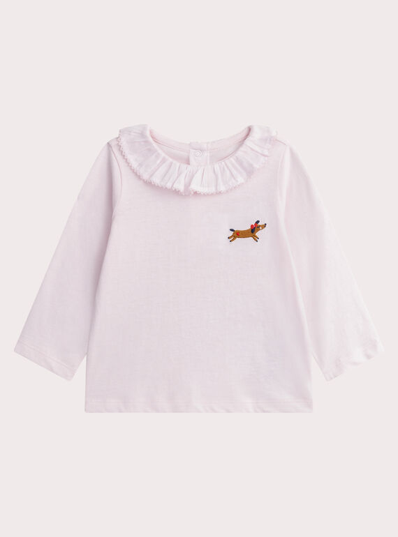 T-shirt rosa claro para bebé menina WIKABRA1 / 25SG0934BRA307