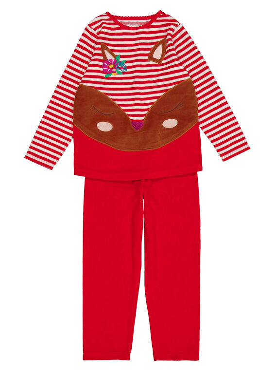 Pijama vermelho às riscas em veludo criança menina GEFAPYJBI / 19WH11N2PYJF512