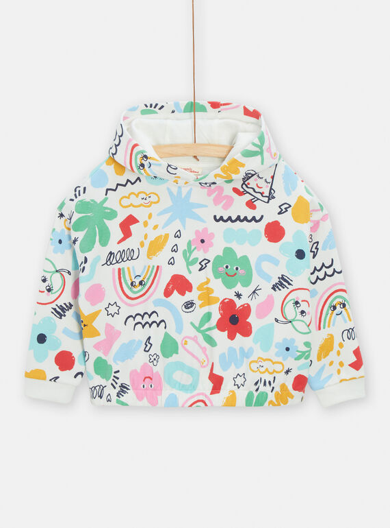 Sweat com capuz multicores com estampado decorativo menina TACLUSWEA / 24S901O1SWE001