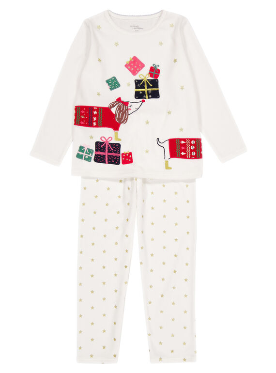 Pijama cru Natal em veludo criança menina GEFAPYJNO / 19WH11T1PYJ001