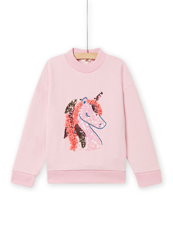 Sweat rosa forrada com padrão unicórnio em lantejoulas reversíveis menina NAVISWEA / 22S901M1SWED326