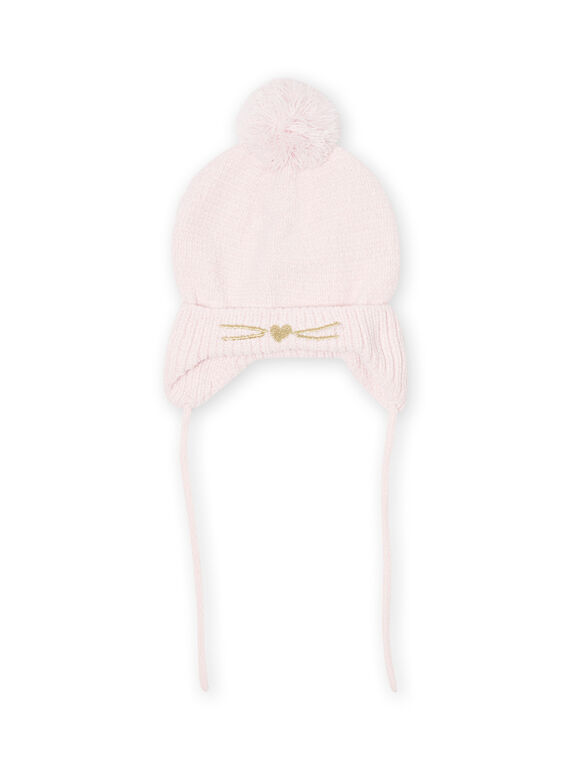 Gorro rosa em malha com pompom bebé menina MYIKABON / 21WI0952BON632