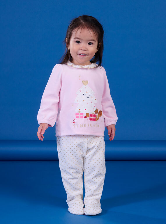Pijama de Natal rosa e branco PEFIPYJNO / 22WH1371PYJD310
