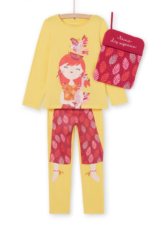 Pijama amarelo com estampado menina com a sua bolsa de arrumação LEFAPYJBIR / 21SH11S1PYGB116