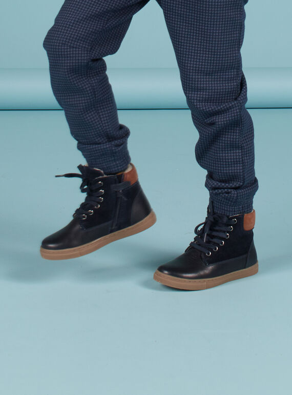 Botas azul-marinho forrados com atacadores menino MOBASCHARLY / 21XK3682D3F070