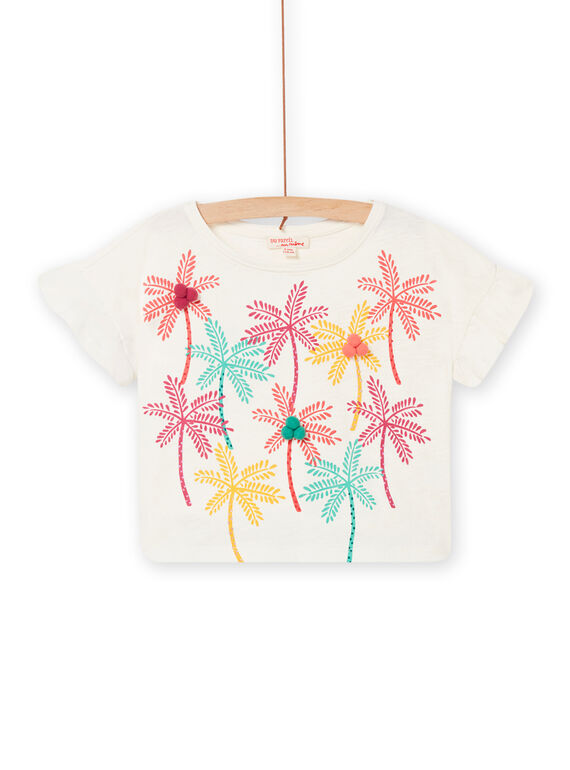 T-shirt com estampado de palmeiras com mangas curtas cru menina NAWATI2 / 22S901V3TMC001