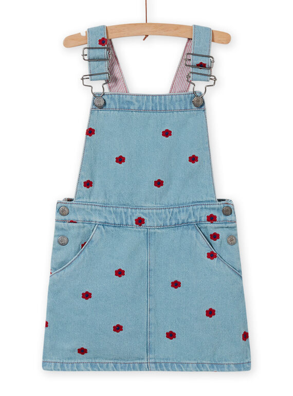 Vestido jardineiras de ganga bordada menina LAHAROB1 / 21S901X2ROBP272