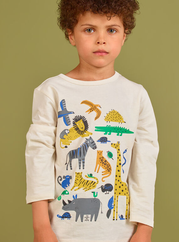 T-shirt creme menino MOKATEE1 / 21W902I1TML007