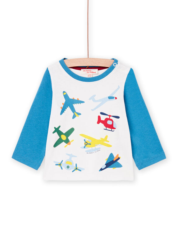 T-shirt de mangas compridas cru e azul PUGOTEE3 / 22WG10O2TML001