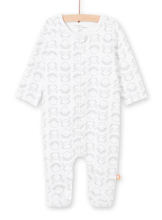 Babygro branco e cinzento estampado caranguejos e polvos recém-nascido unissexo LOU2GRE4 / 21SF05I2GRE000