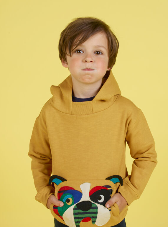 Sweat com capuz mostarda menino MOMIXSWE / 21W902J1SWEB101