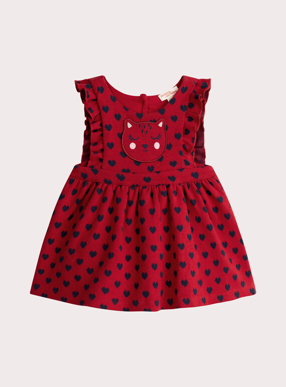Vestido vermelho com estampa de coração para menina  VIKOROB2 / 24WG0931ROB511