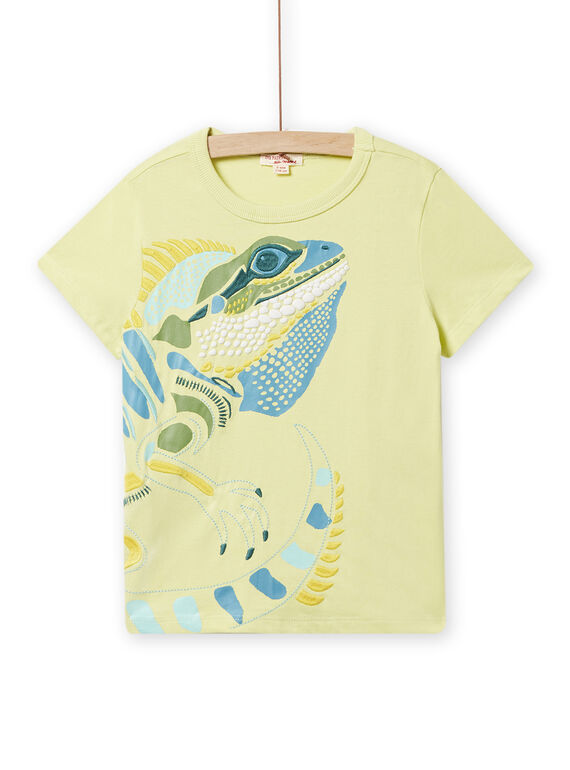 T-shirt verde-anis com padrão de iguana menino NOHOTI4 / 22S902T1TMC605