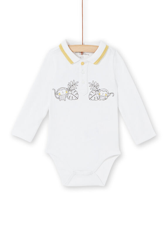 Body branco com gola polo nascimento menino LOU1BOD5 / 21SF04H1BOD000