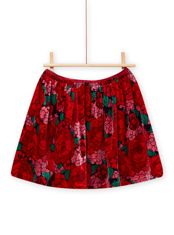 Saia de veludo com estampado florido menina MAFUNJUP2 / 21W901M3JUPH703