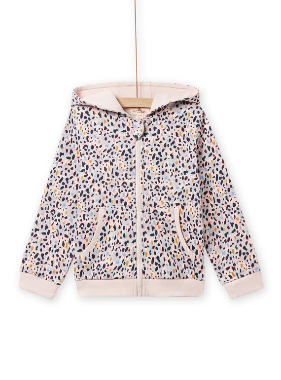 Parte de cima de fato de treino rosa-maquilhagem com estampado às manchas menina NAJOHOJOG3 / 22S90162JGHD327