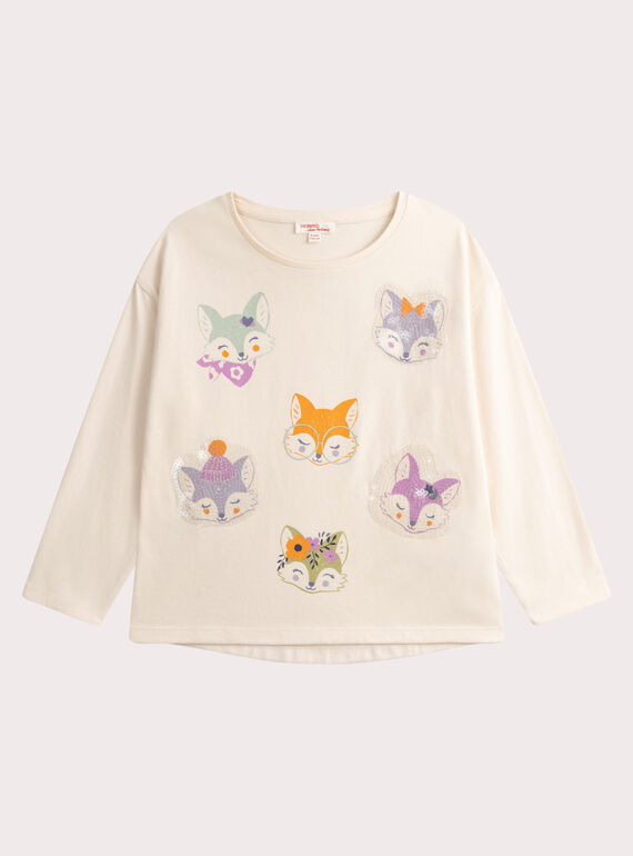 T-shirt com animação de raposa com lantejoulas iridescentes para menina VAPERTEE3 / 24W901R2TML005