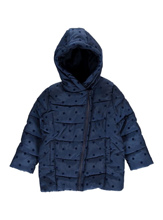Girls' navy blue hooded padded jacket DALONDOU3 / 18W901E3D3E070