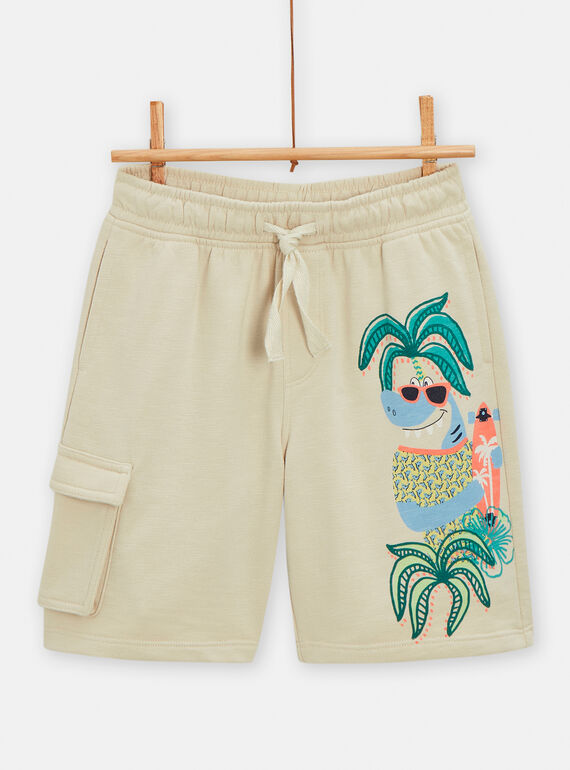 Bermudas bege com padrão de tubarão decorativo para menino TORYBER4 / 24S902U4BERA016