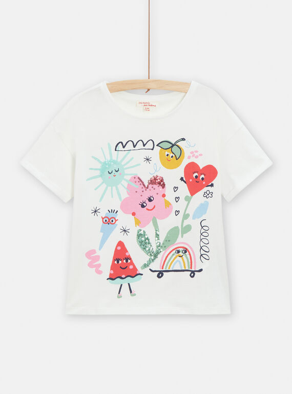 T-shirt cru com animação decorativa menina TACLUTI1 / 24S901O4TMC001