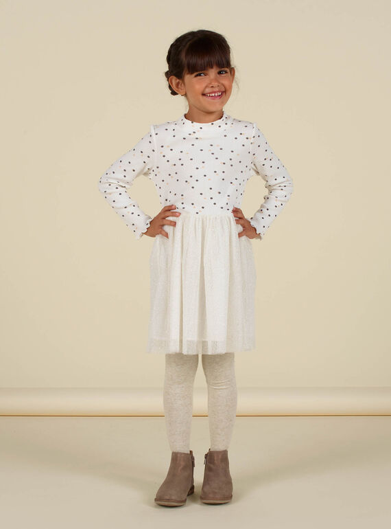 Vestido bi-matéria em jersey canelado e tule menina MAHIROB2 / 21W901U1ROB006