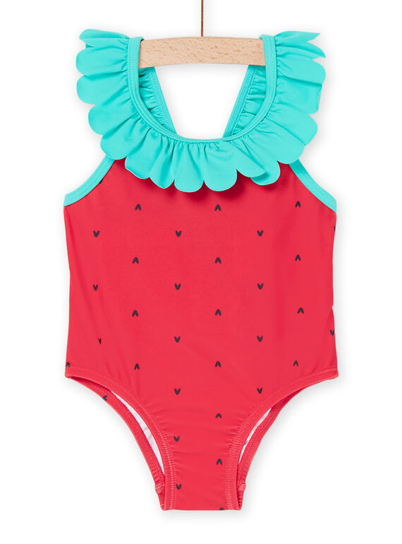 Fato de banho vermelho-morango com estampado de corações RYIMER1 / 23SI09RAMAIF515