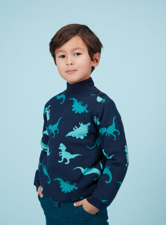 Camisola menino jacquard dinossauros forro polar JOCLOPUL / 20S90211PUL705